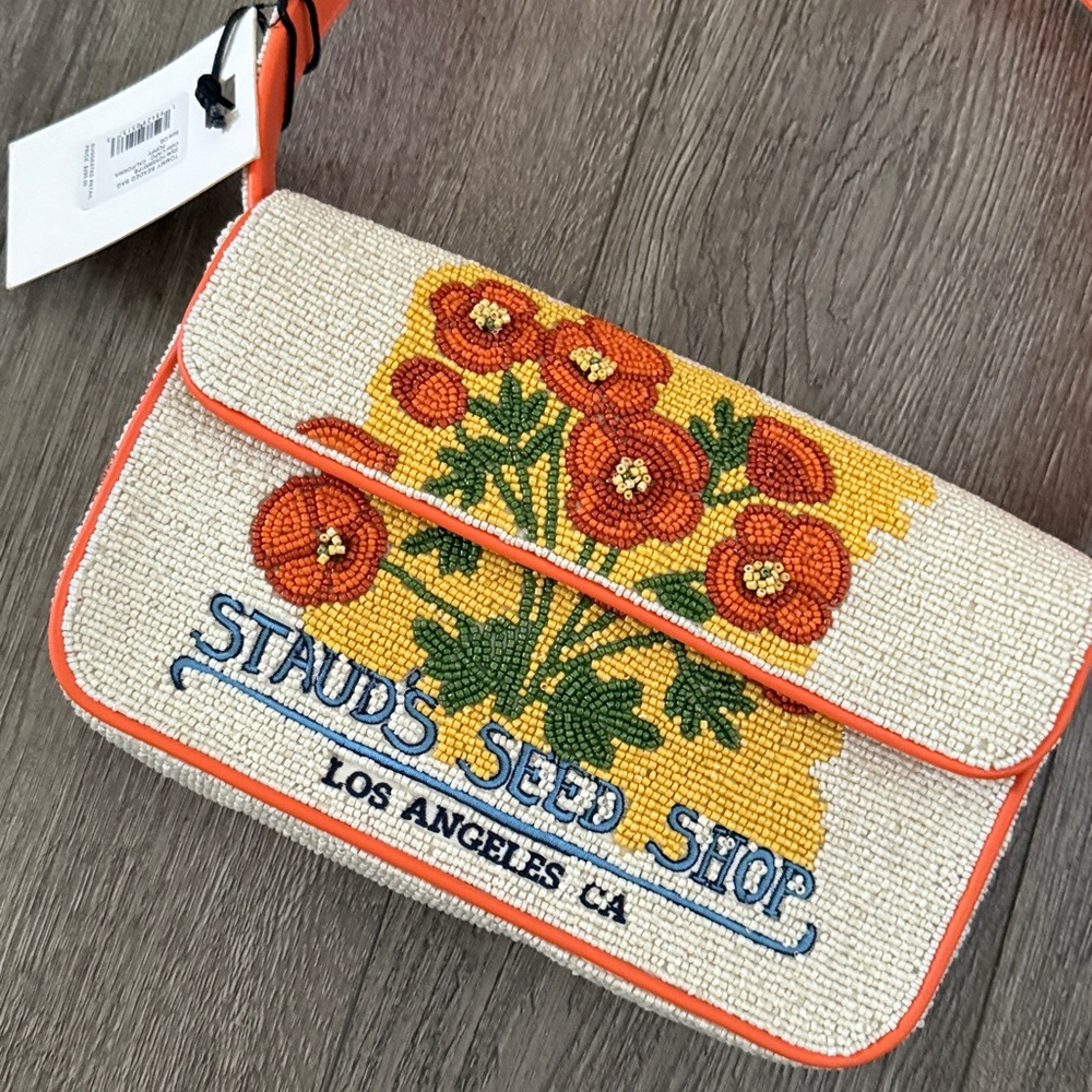 NWT STAUD Tommy Beaded Bag, California Poppy - Picture 5 of 9